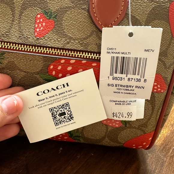 Coach Brown and Red Strawberry Print Women's Bag (SIG STRWBRY RWN) - Picture 6 of 6